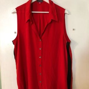 Silky sleeveless bottom down top